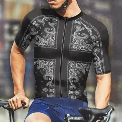 Men's Cycling Jersey Graphic Short Sleeve Bike Tee Tshirt Jersey with 3 Rear Pockets Mountain Bike MTB Quick Dry Anatomic Design Wicking Breathable Sports Wine Red Black Purple Clothing Apparel