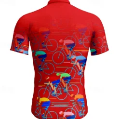 Men's Cycling Jersey Graphic Short Sleeve Bike Tee Tshirt Jersey with 3 Rear Pockets Mountain Bike MTB Quick Dry Anatomic Design Wicking Breathable Sports Black Yellow Red Clothing Apparel