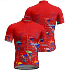 Men's Cycling Jersey Graphic Short Sleeve Bike Tee Tshirt Jersey with 3 Rear Pockets Mountain Bike MTB Quick Dry Anatomic Design Wicking Breathable Sports Black Yellow Red Clothing Apparel