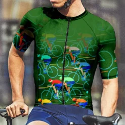 Men's Cycling Jersey Graphic Short Sleeve Bike Tee Tshirt Jersey with 3 Rear Pockets Mountain Bike MTB Quick Dry Anatomic Design Wicking Breathable Sports Black Yellow Red Clothing Apparel