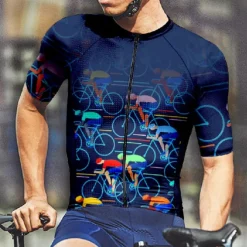 Men's Cycling Jersey Graphic Short Sleeve Bike Tee Tshirt Jersey with 3 Rear Pockets Mountain Bike MTB Quick Dry Anatomic Design Wicking Breathable Sports Black Yellow Red Clothing Apparel
