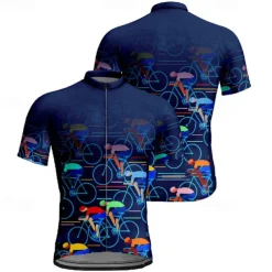 Men's Cycling Jersey Graphic Short Sleeve Bike Tee Tshirt Jersey with 3 Rear Pockets Mountain Bike MTB Quick Dry Anatomic Design Wicking Breathable Sports Black Yellow Red Clothing Apparel