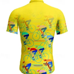 Men's Cycling Jersey Graphic Short Sleeve Bike Tee Tshirt Jersey with 3 Rear Pockets Mountain Bike MTB Quick Dry Anatomic Design Wicking Breathable Sports Black Yellow Red Clothing Apparel