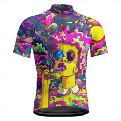 Men's Cycling Jersey Graphic Short Sleeve Bike Tee Tshirt Jersey with 3 Rear Pockets Mountain Bike MTB Quick Dry Anatomic Design Wicking Breathable Sports Purple Clothing Apparel