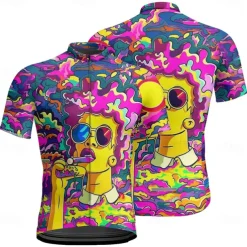 Men's Cycling Jersey Graphic Short Sleeve Bike Tee Tshirt Jersey with 3 Rear Pockets Mountain Bike MTB Quick Dry Anatomic Design Wicking Breathable Sports Purple Clothing Apparel