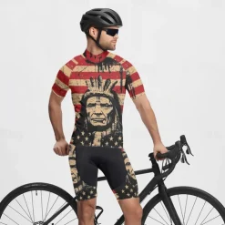 Men's Cycling Jersey Graphic Short Sleeve Bike Tee Tshirt Jersey with 3 Rear Pockets Mountain Bike MTB Quick Dry Anatomic Design Wicking Breathable Sports Red Clothing Apparel