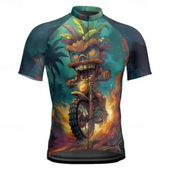 Men's Cycling Jersey Graphic Short Sleeve Bike Tee Tshirt Jersey with 3 Rear Pockets Mountain Bike MTB Quick Dry Anatomic Design Wicking Breathable Sports Blue Dark Green Green Clothing Apparel
