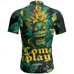 Men's Cycling Jersey Graphic Short Sleeve Bike Tee Tshirt Jersey with 3 Rear Pockets Mountain Bike MTB Quick Dry Anatomic Design Wicking Breathable Sports Blue Dark Green Green Clothing Apparel