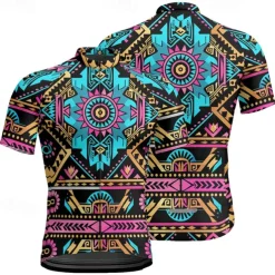 Men's Cycling Jersey Graphic Short Sleeve Bike Tee Tshirt Jersey with 3 Rear Pockets Mountain Bike MTB Quick Dry Anatomic Design Wicking Breathable Sports Blue Dark Green Green Clothing Apparel