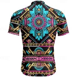 Men's Cycling Jersey Graphic Short Sleeve Bike Tee Tshirt Jersey with 3 Rear Pockets Mountain Bike MTB Quick Dry Anatomic Design Wicking Breathable Sports Blue Dark Green Green Clothing Apparel
