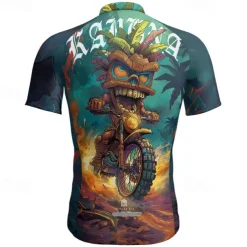 Men's Cycling Jersey Graphic Short Sleeve Bike Tee Tshirt Jersey with 3 Rear Pockets Mountain Bike MTB Quick Dry Anatomic Design Wicking Breathable Sports Blue Dark Green Green Clothing Apparel