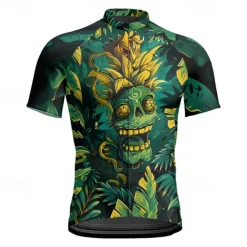 Men's Cycling Jersey Graphic Short Sleeve Bike Tee Tshirt Jersey with 3 Rear Pockets Mountain Bike MTB Quick Dry Anatomic Design Wicking Breathable Sports Blue Dark Green Green Clothing Apparel