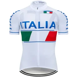 Men's Cycling Jersey Patterned Italy National Flag Short Sleeve Bike Jersey Top with 3 Rear Pockets Mountain Bike MTB Road Bike Cycling UV Resistant Quick Dry Back Pocket Sweat-Wicking Sports White