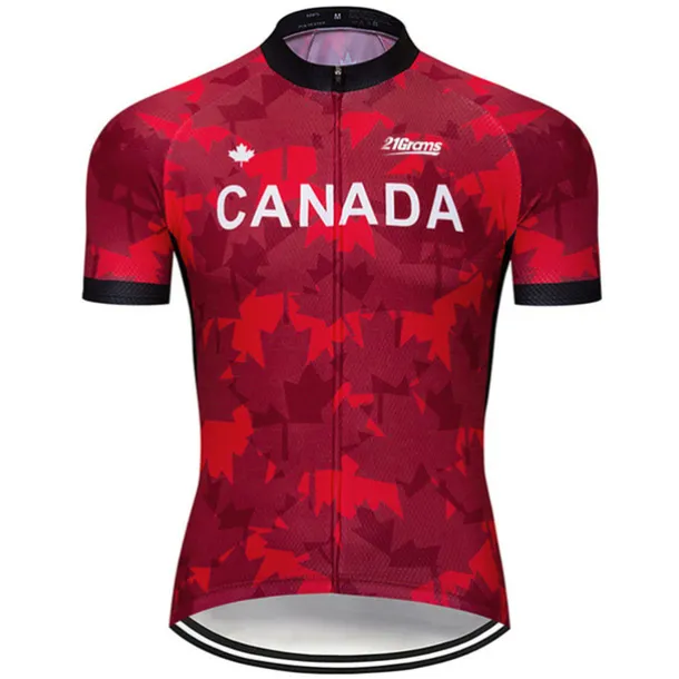 Men's Cycling Jersey Patterned Canada National Flag Short Sleeve Bike Jersey Top with 3 Rear Pockets Mountain Bike MTB Road Bike Cycling UV Resistant Quick Dry Back Pocket Sweat-Wicking Sports Wine