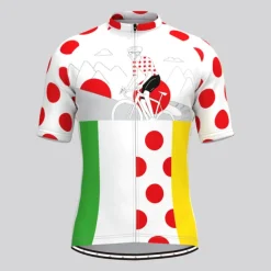Men's Cycling Jersey Polka Dot Short Sleeve Bike Jersey Top with 3 Rear Pockets Mountain Bike MTB Road Bike Cycling Quick Dry Reflective Strips Back Pocket Moisture Wicking Sports Black White Yellow