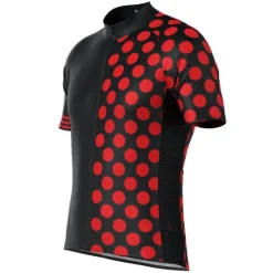 Men's Cycling Jersey Polka Dot Short Sleeve Bike Jersey Top with 3 Rear Pockets Mountain Bike MTB Road Bike Cycling Quick Dry Reflective Strips Back Pocket Moisture Wicking Sports Black White Yellow