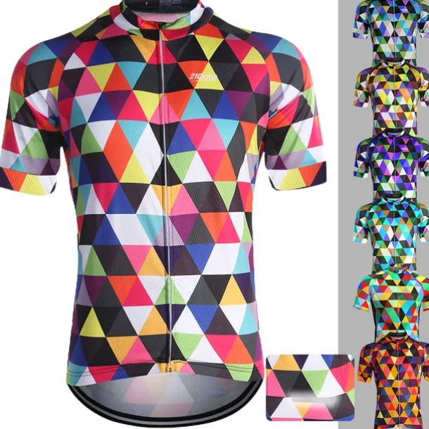 Men's Cycling Jersey Rainbow Plaid Checkered Patterned Short Sleeve Bike Jersey Top with 3 Rear Pockets Mountain Bike MTB Road Bike Cycling Quick Dry Front Zipper Back Pocket Sweat wicking Sports Red