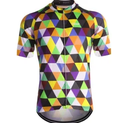 Men's Cycling Jersey Rainbow Plaid Checkered Patterned Short Sleeve Bike Jersey Top with 3 Rear Pockets Mountain Bike MTB Road Bike Cycling Quick Dry Front Zipper Back Pocket Sweat wicking Sports Red