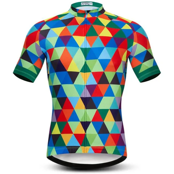 Men's Cycling Jersey Rainbow Plaid Checkered Patterned Short Sleeve Bike Jersey Top with 3 Rear Pockets Mountain Bike MTB Road Bike Cycling Quick Dry Front Zipper Back Pocket Sweat wicking Sports Red