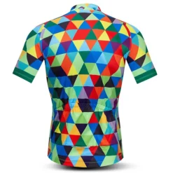 Men's Cycling Jersey Rainbow Plaid Checkered Patterned Short Sleeve Bike Jersey Top with 3 Rear Pockets Mountain Bike MTB Road Bike Cycling Quick Dry Front Zipper Back Pocket Sweat wicking Sports Red