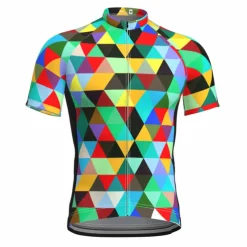 Men's Cycling Jersey Rainbow Plaid Checkered Patterned Short Sleeve Bike Jersey Top with 3 Rear Pockets Mountain Bike MTB Road Bike Cycling Quick Dry Front Zipper Back Pocket Sweat wicking Sports Red