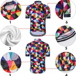 Men's Cycling Jersey Rainbow Plaid Checkered Patterned Short Sleeve Bike Jersey Top with 3 Rear Pockets Mountain Bike MTB Road Bike Cycling Quick Dry Front Zipper Back Pocket Sweat wicking Sports Red