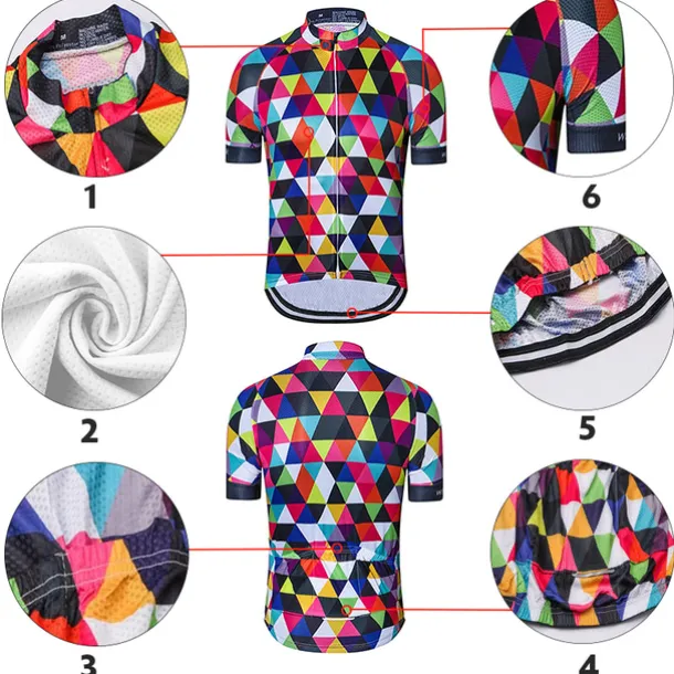 Men's Cycling Jersey Rainbow Plaid Checkered Patterned Short Sleeve Bike Jersey Top with 3 Rear Pockets Mountain Bike MTB Road Bike Cycling Quick Dry Front Zipper Back Pocket Sweat wicking Sports Red