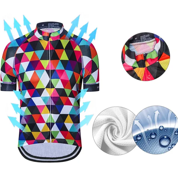 Men's Cycling Jersey Rainbow Plaid Checkered Patterned Short Sleeve Bike Jersey Top with 3 Rear Pockets Mountain Bike MTB Road Bike Cycling Quick Dry Front Zipper Back Pocket Sweat wicking Sports Red