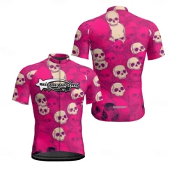 Men&#039;s Cycling Jersey Skull Short Sleeve Bike Tee Tshirt Jersey with 3 Rear Pockets Mountain Bike MTB Quick Dry Anatomic Design Wicking Breathable Sports Violet Dark Purple Red Clothing Apparel
