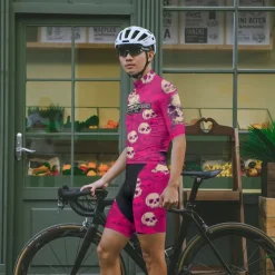 Men's Cycling Jersey Skull Short Sleeve Bike Tee Tshirt Jersey with 3 Rear Pockets Mountain Bike MTB Quick Dry Anatomic Design Wicking Breathable Sports Violet Dark Purple Red Clothing Apparel