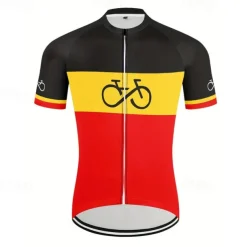 Men&#039;s Cycling Jersey Stripes Short Sleeve Bike Tee Tshirt Top with 3 Rear Pockets Mountain Bike MTB Road Bike Cycling Quick Dry Front Zipper Wicking Sports Red Clothing Apparel