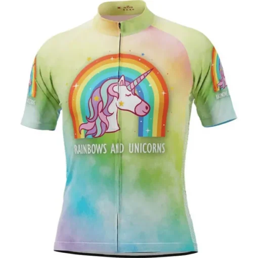 Men's Cycling Jersey Unicorn Funny Short Sleeve Bike Jersey Top with 3 Rear Pockets Mountain Bike MTB Road Bike Cycling Quick Dry Reflective Strips Back Pocket Moisture Wicking Sports Navy White