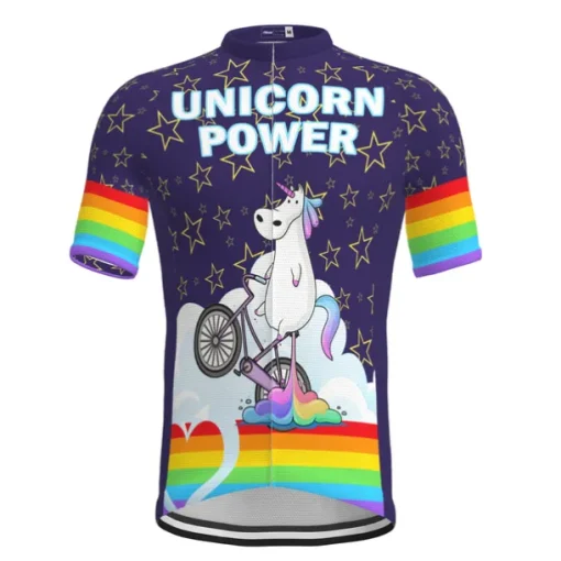 Men's Cycling Jersey Unicorn Funny Short Sleeve Bike Jersey Top with 3 Rear Pockets Mountain Bike MTB Road Bike Cycling Quick Dry Reflective Strips Back Pocket Moisture Wicking Sports Navy White