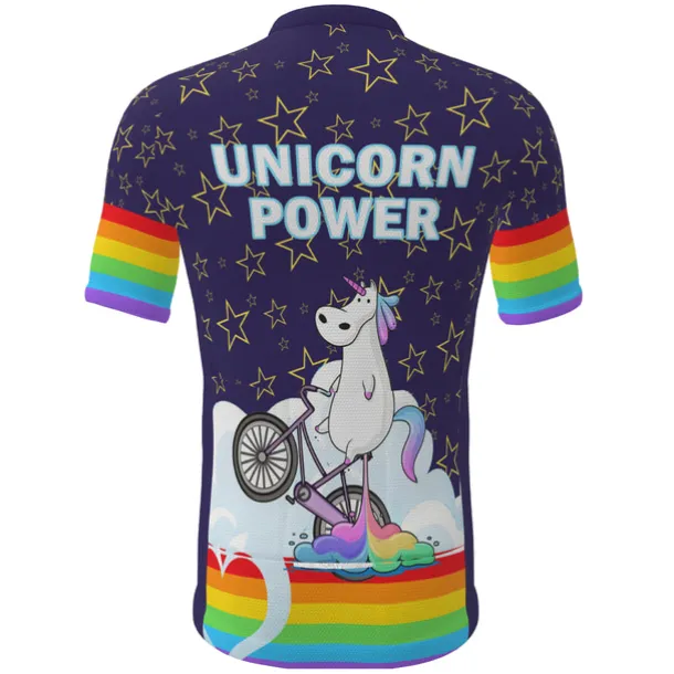 Men's Cycling Jersey Unicorn Funny Short Sleeve Bike Jersey Top with 3 Rear Pockets Mountain Bike MTB Road Bike Cycling Quick Dry Reflective Strips Back Pocket Moisture Wicking Sports Navy White