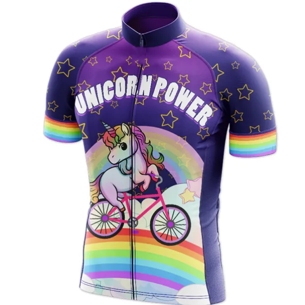 Men's Cycling Jersey Unicorn Funny Short Sleeve Bike Jersey Top with 3 Rear Pockets Mountain Bike MTB Road Bike Cycling Quick Dry Reflective Strips Back Pocket Moisture Wicking Sports Navy White