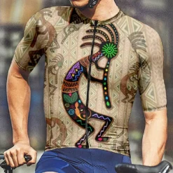 Men&#039;s Cycling Jersey Vintage Short Sleeve Bike Tee Tshirt Jersey with 3 Rear Pockets Mountain Bike MTB Quick Dry Anatomic Design Wicking Breathable Sports Khaki Clothing Apparel