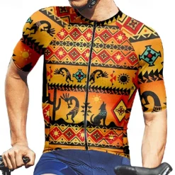 Men's Cycling Jersey Vintage Short Sleeve Bike Tee Tshirt Jersey with 3 Rear Pockets Mountain Bike MTB Quick Dry Anatomic Design Wicking Breathable Sports Yellow Clothing Apparel
