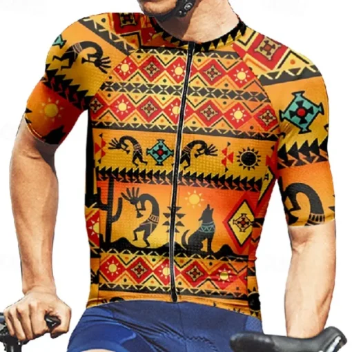 Men's Cycling Jersey Vintage Short Sleeve Bike Tee Tshirt Jersey with 3 Rear Pockets Mountain Bike MTB Quick Dry Anatomic Design Wicking Breathable Sports Yellow Clothing Apparel
