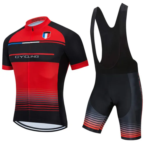 Men's Cycling Jersey with Bib Shorts Short Sleeve Mountain Bike MTB Road Bike Cycling Red Green Stripes Bike Clothing Suit 3D Pad Breathable Quick Dry Back Pocket Polyester Spandex Sports Stripes