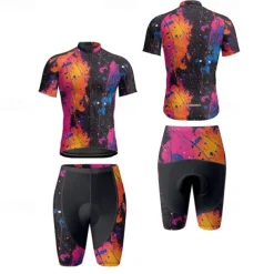 Men's Cycling Jersey with Shorts Graffiti Short Sleeve Bike Clothing Suit with 3 Rear Pockets Mountain Bike MTB Road Bike Cycling Front Zipper Sweat wicking Comfortable Breathable Sports Yellow Red