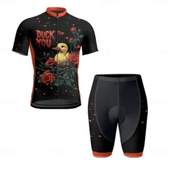 Men's Cycling Jersey with Shorts Cartoon Floral Botanical Short Sleeve Bike Clothing Suit with 3 Rear Pockets Mountain Bike MTB Road Bike Cycling Front Zipper Sweat wicking Comfortable Breathable
