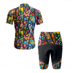 Men's Cycling Jersey with Shorts Floral Botanical Short Sleeve Bike Clothing Suit with 3 Rear Pockets Mountain Bike MTB Road Bike Cycling Front Zipper Sweat wicking Comfortable Breathable Sports