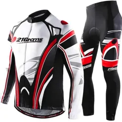 Men's Cycling Jersey with Tights Long Sleeve Mountain Bike MTB Road Bike Cycling Winter White Blue Sky Blue Bike Clothing Suit 3D Pad Breathable Quick Dry Back Pocket Polyester Spandex Sports