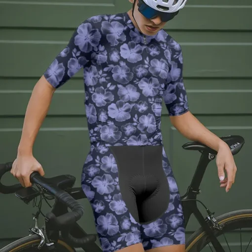 Men's Cycling Jersey with Shorts Floral Botanical Short Sleeve Bike Clothing Suit with 3 Rear Pockets Mountain Bike MTB Road Bike Cycling Front Zipper Sweat wicking Comfortable Breathable Sports