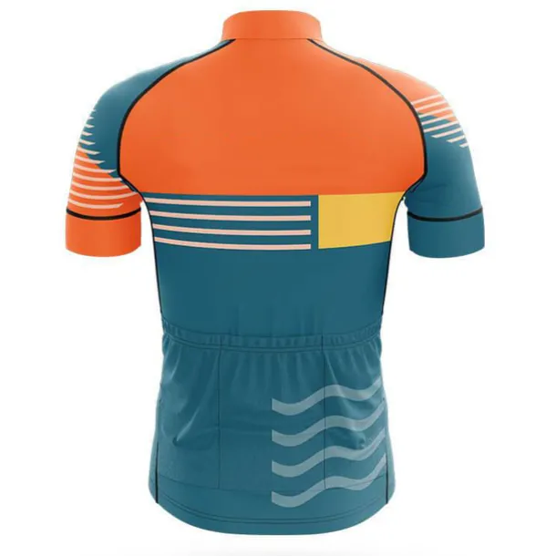 Men's Cycling Jersey with Bib Shorts Short Sleeve Mountain Bike MTB Road Bike Cycling Orange Bike Clothing Suit 3D Pad Breathable Quick Dry Back Pocket Polyester Spandex Sports Lines / Waves Funny