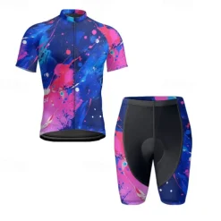 Men's Cycling Jersey with Shorts Graffiti Short Sleeve Bike Clothing Suit with 3 Rear Pockets Mountain Bike MTB Road Bike Cycling Front Zipper Sweat wicking Comfortable Breathable Sports Black Yellow