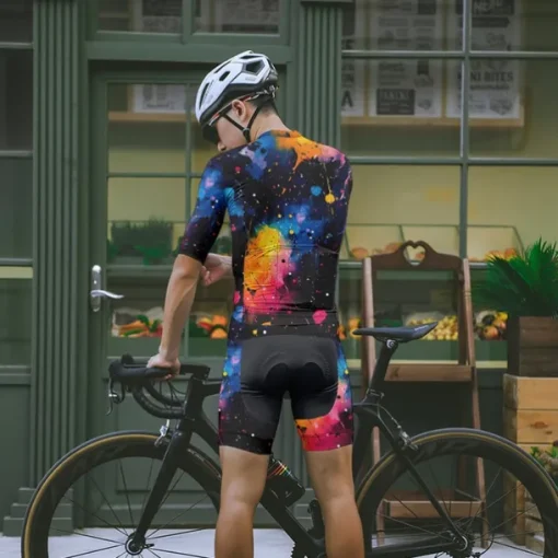 Men's Cycling Jersey with Shorts Graffiti Short Sleeve Bike Clothing Suit with 3 Rear Pockets Mountain Bike MTB Road Bike Cycling Front Zipper Sweat wicking Comfortable Breathable Sports Black Yellow