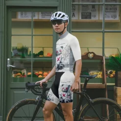 Men's Cycling Jersey with Shorts Cartoon Short Sleeve Bike Clothing Suit with 3 Rear Pockets Mountain Bike MTB Road Bike Cycling Front Zipper Sweat wicking Comfortable Breathable Sports White