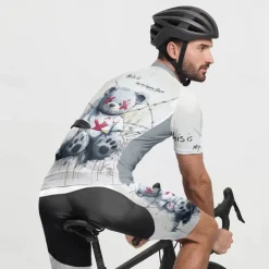 Men's Cycling Jersey with Shorts Cartoon Short Sleeve Bike Clothing Suit with 3 Rear Pockets Mountain Bike MTB Road Bike Cycling Front Zipper Sweat wicking Comfortable Breathable Sports White