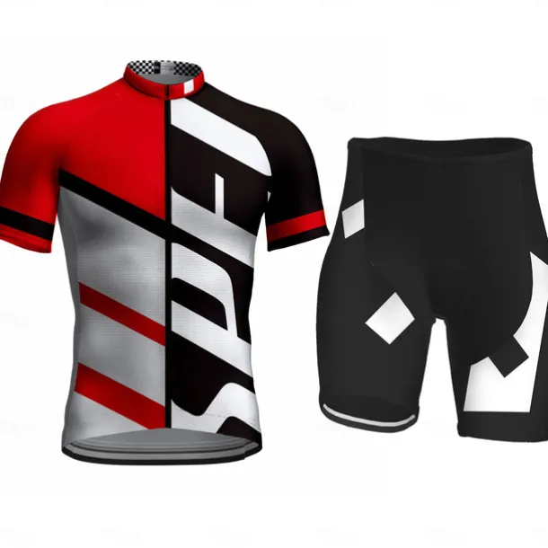 Men's Cycling Jersey with Shorts Short Sleeve Mountain Bike MTB Road Bike Cycling White Gray Bike Clothing Suit 3D Pad Breathable Quick Dry Back Pocket Polyester Spandex Sports Letter & Number